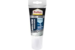 Pattex Bagni&Cucine Rapido, Trasparente, Silicone trasparente sigillante ad asciugatura rapida, Sigillante bagno impermeabile, Sigillante antimuffa in tubo, 1x150ml