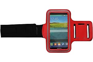 DEALBUDE24 Fitness Sportarmband kompatibel für Apple iPod Touch 3G 4G 5G 6G Armband Handy Oberarm Halter für Fitness, Joggen, Laufen Hülle Tasche Blank Klein Rot
