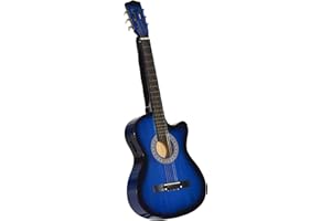 HOMCOM 38 Inch Full Size Acoustic Electric Guitar, Classical Beginner Junior Adult Guitar Gloss Finish with Carrying Case, Strap, Picks, Spare Strings - Blue
