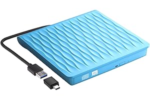 DANGZW Masterizzatore DVD Externo, Lettore CD Externo USB 3.0 Tipo-C, Unità CD/DVD Ottica Esterna +/-RW DVD-ROM Per PC Portatile, Macbook Air/Pro, iMac e Linux, Vista, Mac OS, Windows 11/10/8/7/XP