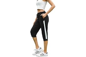 Bresdk Caprihose Damen 3/4 Jogginghose Sommer Kurz Sweathose Freizeit Hose mit Tasche