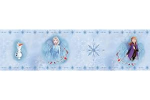AG DESIGN Frise Murale décorative Olaf avec Elsa et Anna La Reine des Neiges 2 pour Chambre d'enfant 5 m x 14 cm WBD 8156 Bleu 0,14 m
