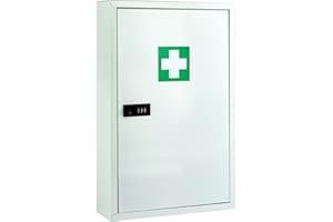 safes uk Medcab Medical Cabinet | Wall-Mounted First Aid Metal Box with Mechanical Combination Lock | Hospital Clinic Medicine Storage Safe |
