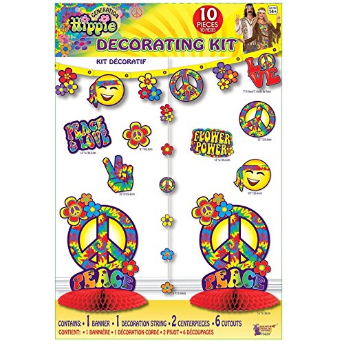Hippie-Dekoration 70er 60er Party-Kit, 10 Stück