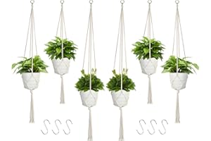 koitoy Macrame Plant Hanger, 6 Pack White Indoor Outdoor Hanging Planter Flower Pot Basket Hanging Handmade Hanging Plant Holders(60cm *2 80cm *2 100cm*2)