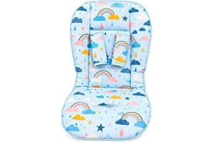 Vyalun Baby Stroller Seat Cushion & Liner, Soft Padded Pram Insert with Harness Belt Openings, Comfortable Baby Pushchair Seat Pad, Universal Stroller Accessory