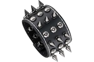 Manfnee 1-3Pcs Bracciale Borchie Rivetto Punk Rock Polsino Largo Pelle PU Motociclista Uomo Donna