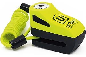 Urban Securtiy UR955Y: Universal skivlås, stöldskydd, motorcykel, cykel, skoter, skoter, gul, presentpåminnelsekabel, skivlås