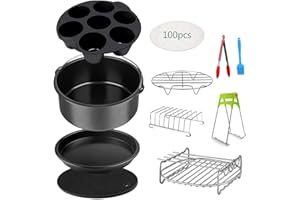KOWTH 11 pcs Accessori per friggitrice ad aria XL Air a 8 pollici per Phillips & Gowise & Cozyna & Tower & Princess o altre marche,adatta a tutte le Airfryer standard 4.2-6.8L