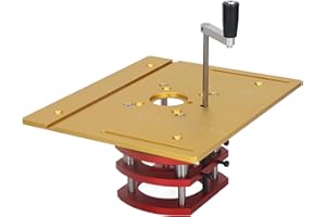 YOSOO HEALTH GEAR Router Lift Kit with Router Table Insert Plates, Router Table Lift System Router Lift Base Router Lifting Kit Aluminum Alloy Stainless Steel Jaw Clamping Lifting Platform Router Table Lifter (Gold)
