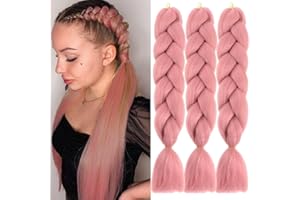 ‎JOOCEEBABY Dunkelrosa Kunsthaar Zum Einflechten 24 Zoll 3packs Easy Jumbo Braid Vorgedehnte Extensions Haar Zum Einflechten Braids ZopfverläNgerungen Braids Extensions
