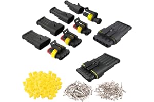 QitinDasen 12 Set Auto Impermeabile Elettrico Connettori, Kit Presa Spina Connettore Elettrico Impermeabile Sigillato, per Auto Camion Barca (1 Pin/2 Pin/3 Pin/4 Pin/5 Pin/6 Pin)