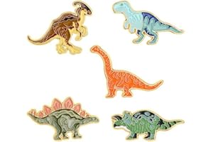LOUJIN 5Pcs Cute Dinosaur Enamel Pins Colorful Animal Brooch Badge Cartoon Different Themes Dinosaur Lapel Pin Alloy Brooch Badge Pin for Clothing Bags Accessory