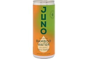 Juno Bamboo Water - Juicy Mango Sparkling Water | Flavored Sparkling Water | Bamboo Water Sparkling Slim cans | Non Alcoholic Drinks | Low Calorie, Vegan, Natural Antioxidants and Vitamins | 12X250ml