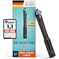 Alphatrail Micro Bike Pump Ted - For all Valves 120 PSI / 8.3 Bar maximum Pressure I Efficient Telescope function I CNC machined aluminium bicycle pump I Bike pump for Presta, Schrader & DV Valve
