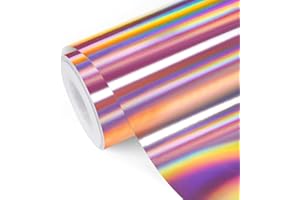 TECKWRAP Błyszcząca tęcza holograficzny chrom-winyl w kolorze różowego złota, 0,3 m x 1,5 m