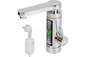 CJHZQYY Elektrischer Durchlauferhitzer Warmwasserhahn, 360° Drehbarer Durchlauferhitzer Wasserhahn mit LED Temperaturanzeige, 3000W Bad Küche Wasser Schnell Erhitzen Wasserhahn