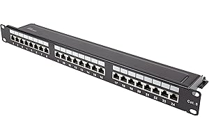 Good Connections® Patch Panel/Patch Panel - 19" - Server mount/rack mounting - Cat. 6, 500 MHz - 10-GIGABIT capable - 24-Port - 1U - STP shielded - Tool-free opening - Jet Black (RAL9005)