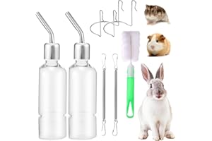 YEAPEAK 2 Beverino Per Coniglio Dispenser Per Acqua Per Coniglio d'Acqua Per Conigli Gravità Automatica Acqua Bottiglia Conigli, Supporto Beverino Coniglio Holder Per Beverino Per Roditori (350ML*2)