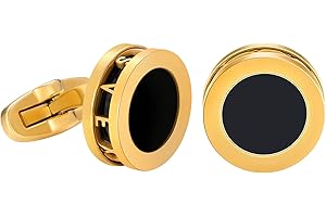 VEXXS Cufflinks for Men, Natural Agate Cufflinks and Natural Fritillaria Stone Cufflinks with 5 times 18K Real Gold Plating and 360° Mirror Polishing, Mens cufflinks gift