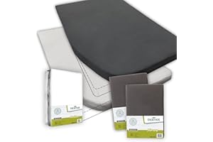 Dexitex - Draps pour Camping Car 3 Parties - 2 Drap Housse Grise + 1 Protège Matelas - pour Camping Car Matelas - Oeko-Tex - 100% Coton - Angle Gauche - (135-160cmx190-210cm)