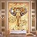 Produktbild Fototapete Goldene Elefantenskulptur Wandbilder Vliestapete Moderne Design Wanddeko für kinderzimmer büro flur 400CMx280CM