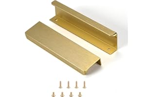 Ndjiloik 10 Stück Versteckter Türgriff Schrankgriffe Möbelgriffe Moderne Küchengriffe Aluminium für Kleiderschrank Tür Schubladen,Golden,Gesamtlänge 150MM