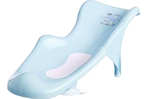 BUYONLINEFORBABY Baby Infant Newborn Toddler Bath Tub Safety Newborn Seat Support Chair with Anti-Slip Suction Cups 0-6 Months (Zebra Blue + Mat)