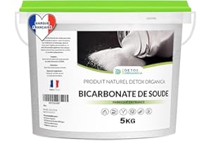 DETOX ORGANICA Bicarbonate de Soude Ménager 5kg Fabriqué en France - Qualité Alimentaire et Entretien de la Maison - Extra fin et 100% Naturel - Poudre sans ogm, sans colorant et sans EDTA