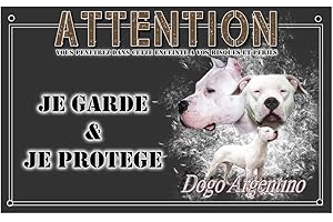 Pets-Easy.com Je Monte la Garde personnalisée Dogo Argentin - pré perforée et vis fournies. De 30 cm à 15 cm…