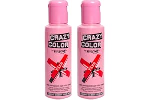 2x Crazy Color Semi-Permanent Hair Dye 2x 100ml (Fire Red)