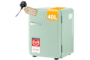 TZS First Austria - Retro Mini Fridge 40L - Silent Operation - Vintage Minibar for Bedrooms & Offices - Mint