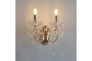 KOSILUM KosiLicht - Wandleuchte - 2 -flammig Kristall Barock mit Kristall-behang Gold - Pavia