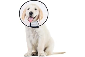 CHENKEE Dog Cone Adjustable Pet, Pet Cone Collar Protective Cone Pet Recovery Collar Comfy for After Surgery Anti-Bite Lick Wound Healing, White(43.5-50 cm)