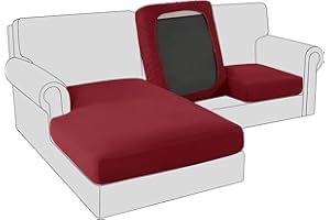 BXFUL Sofa Seat Cushion Covers, Stretch Velvet Sofa Cushion Slipcovers, Couch Cushion Covers Replacement for Individual Cushion with Elastic Fabric (Large 1-Seater,Wine Red)