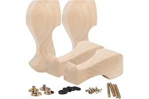 La Vane 8 inch / 20cm Wooden Furniture Legs, Set of 4 European Style Solid Wood Carving Unfinished Furniture Replacement Feet Decoration for Sofa Cabinet Wardrobe Table Loveseat
