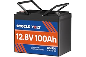 ‎CYCCLEVOLT Mini Lithium Battery 12 V 100 Ah LiFePO4, Built-in 100 A BMS with Low Temperature Shutdown, Up to 8000 Cycles, Rechargeable, Lifepo4 12 V, Perfect for Motorhomes, Solar, Boats, Off-Grid