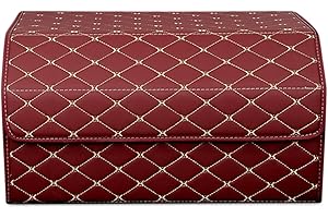 Ergocar Car Trunk Organizer Luxury Foldable Car Boot Tidy Storage Box Waterproof PU Car Boot Storage Organiser for Car/SUV/Truck/Auto (Red Wine-L)