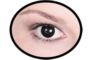 MASKWORLD Farbige Halloween Kontaktlinsen schwarz Hexe ohne Sehstärke, 1 Paar (2 Stück) Wochenlinsen / 7-Tage-Linsen weich deckend Funlinsen blind Horror Karneval