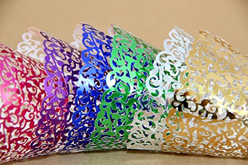 24 Cupcake Wrapper Filigrane glänzend pink - 3