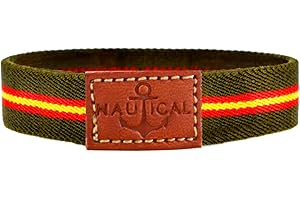 Only faith Pulsera Bandera España Pulsera de Cuero piel genuino Hombre Acero inoxidable Ajustable Bandera Paracord Amarillo y rojo negro Regalo para Hombre