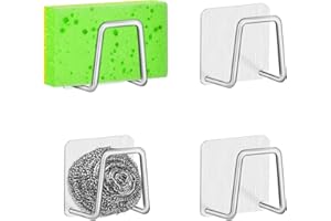KAWAAN 4 Piezas Soporte Estropajo Fregadero | Soporte de Esponja de Cocina | Sin Taladro | Ideal para esponjas y Herramientas pequeñas, Mantiene Las Superficies