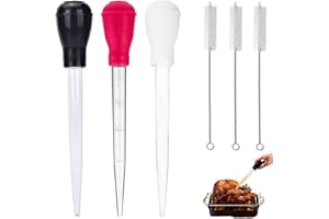 FEIONE Fleischspritze 6-teiliges Set, Bratenspritze, Turkey Baster, Inklusive Reinigungsbürste, Turkey Baster Pipette, Marinadenspritze, Geeignet für Schweinefleisch, Rindfleisch, Huhn, Geflügel, Fisch