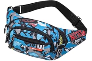 RMEET Torba bananowa, moro Bumbag moro torby pas bananowy tkanina nylonowa srebrny pasek dla mężczyzn chłopców kobiet podróże piesze wycieczki sport 13,65 x 4,68 cala, niebieski, jeden rozmiar, Niebieski,