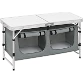 WOLTU Folding Camping Table, Lightweight Aluminium Portable Table, Rectangular Picnic Table, with Storage, Adjustable Height,