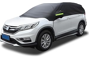 Halbgarage für Auto SUV Ninonly Auto Abdeckplane Halbgarage Wasserdicht Outdoor Autoabdeckung Halbgarage Mit Haken Und Riemen Passend Für Autos, SUVs Schwarz (SUV Up to 4.5-5.5M)