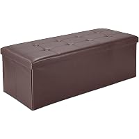 Banc Pliant, Ottoman avec Espace de Stockage, 76 x 38 x 38 cm, Blanc, Finition piquée et Banc Pliant, Ottoman avec Espace de Stockage, 76 x 38 x 38 cm, Blanc, Finition piquée et