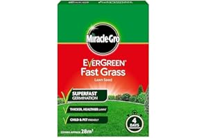 HEZVIC Miracle GRO Evergreen Fast Grass Lawn Seed 840g with a Thank You Sticker - Superfast Germination - Child and Pet Friendly