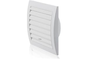 ABOUT VENT Ø 100mm Griglia Ventilazione Regolabile in Plastica ABS Bianca con Zanzariera e Flangia - Griglie Aerazione Rettangolari