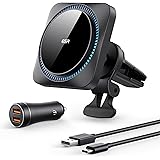 ESR HaloLock Wireless Car Charging Set with CryoBoost, Compatible with MagSafe Car Charger, Compatible with iPhone 14/13/12 S